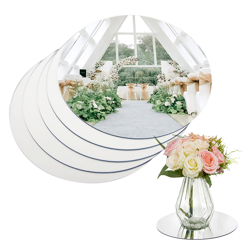 Unity Candle Set - 20cm Round Mirror Glass Tray Acrylic