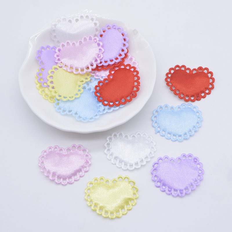 Wedding Superstar - 50Pcs 29*24mm Heart Cloth Padded Applique