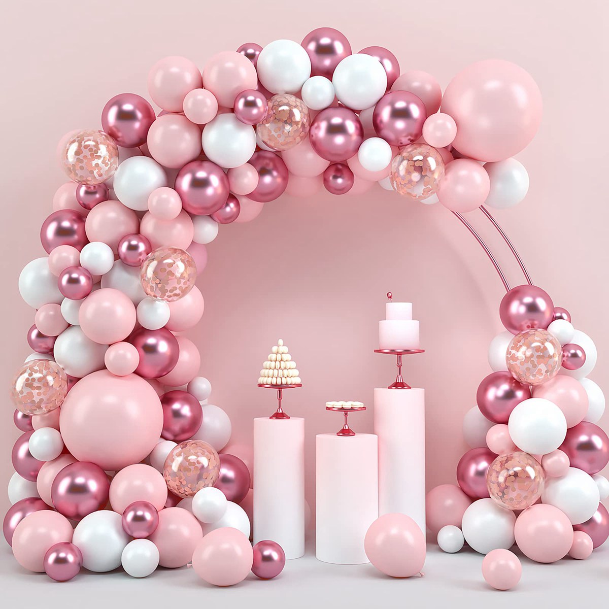 Wedding Day Supply Kit - Pink Macaron Balloons Garland Arch Kit
