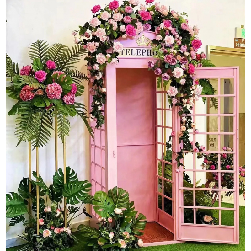 Photo Booth Prop - custom.Pink Telephone Booth with Flower Salon