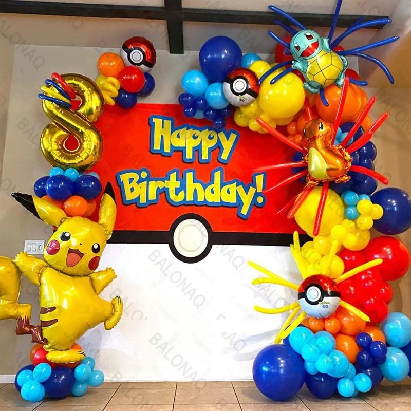 Wedding Day Supply Kit - 84pcs Pikachu Party Balloons Garland Arch
