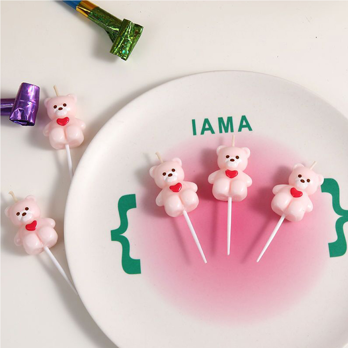Unity Candle Set - 5pcs Cartoon Hug Bear Candle Set