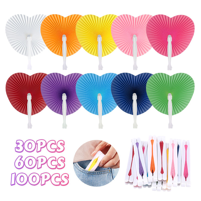 Wedding Supply List - 30-100Pcs Multicolor Folding Paper Fan for