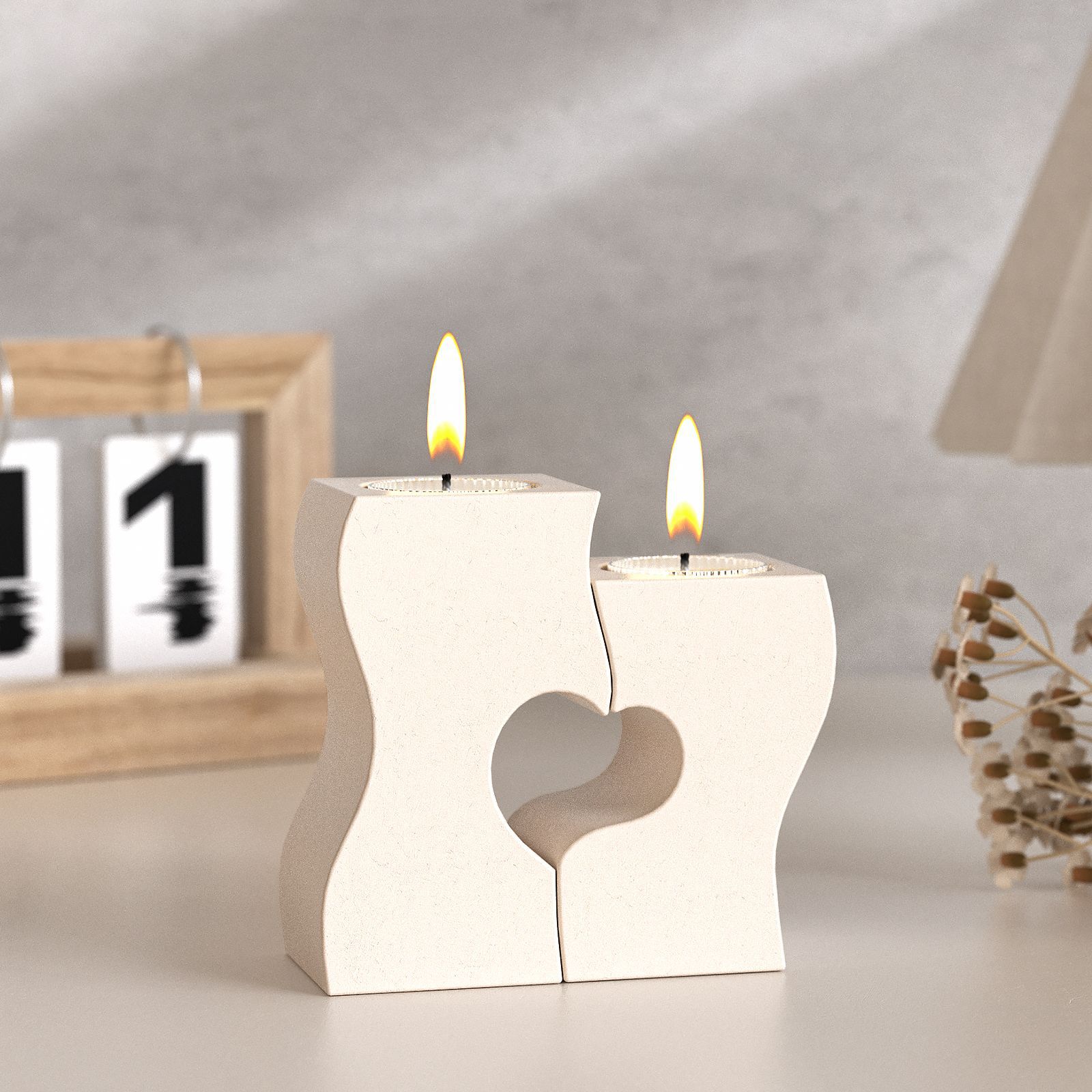 Unity Candle Set - S Heart Candlestick Silicone Molds DIY