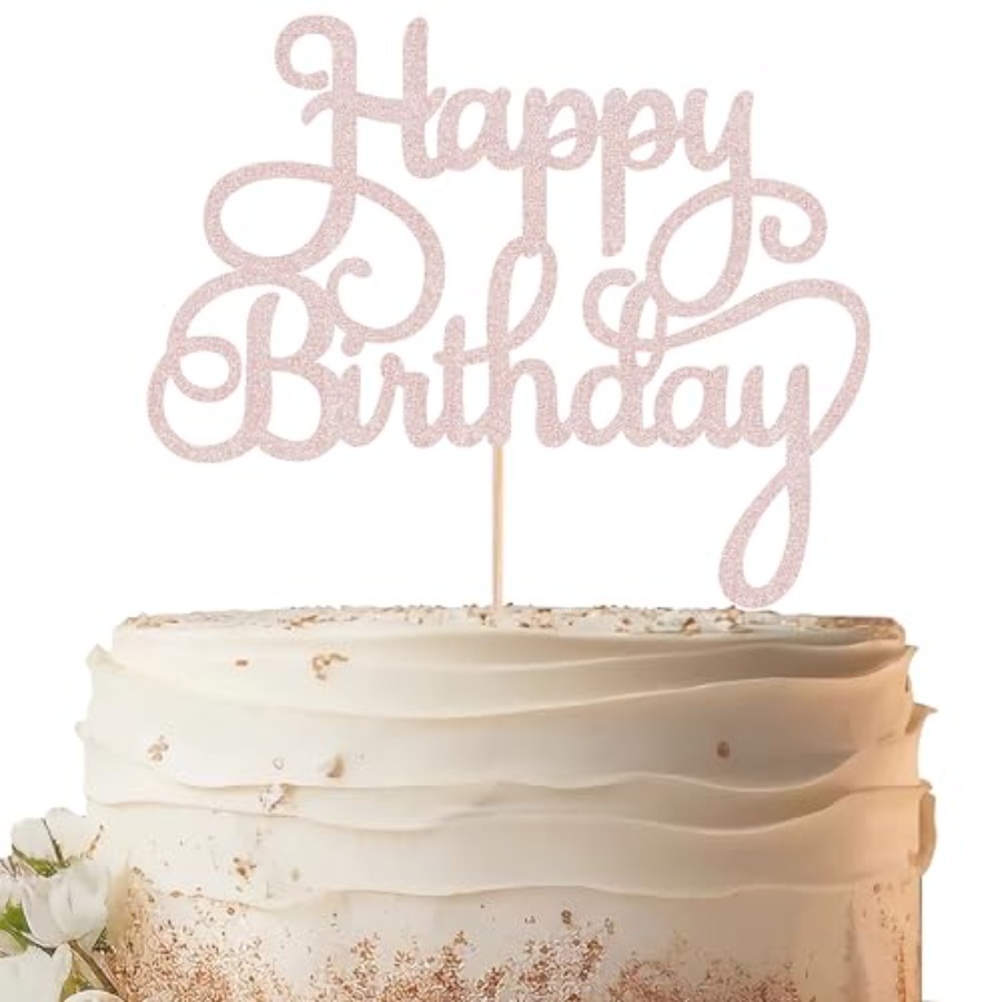 Photo Booth Prop - Happy Birthday Cake Topper - Glitter
