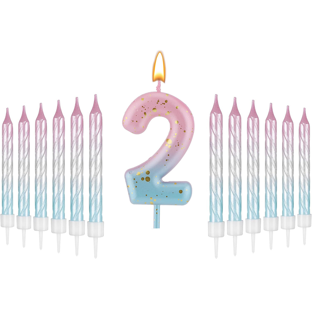 Unity Candle Set - Digital Birthday Candles Pink Gradient Blue
