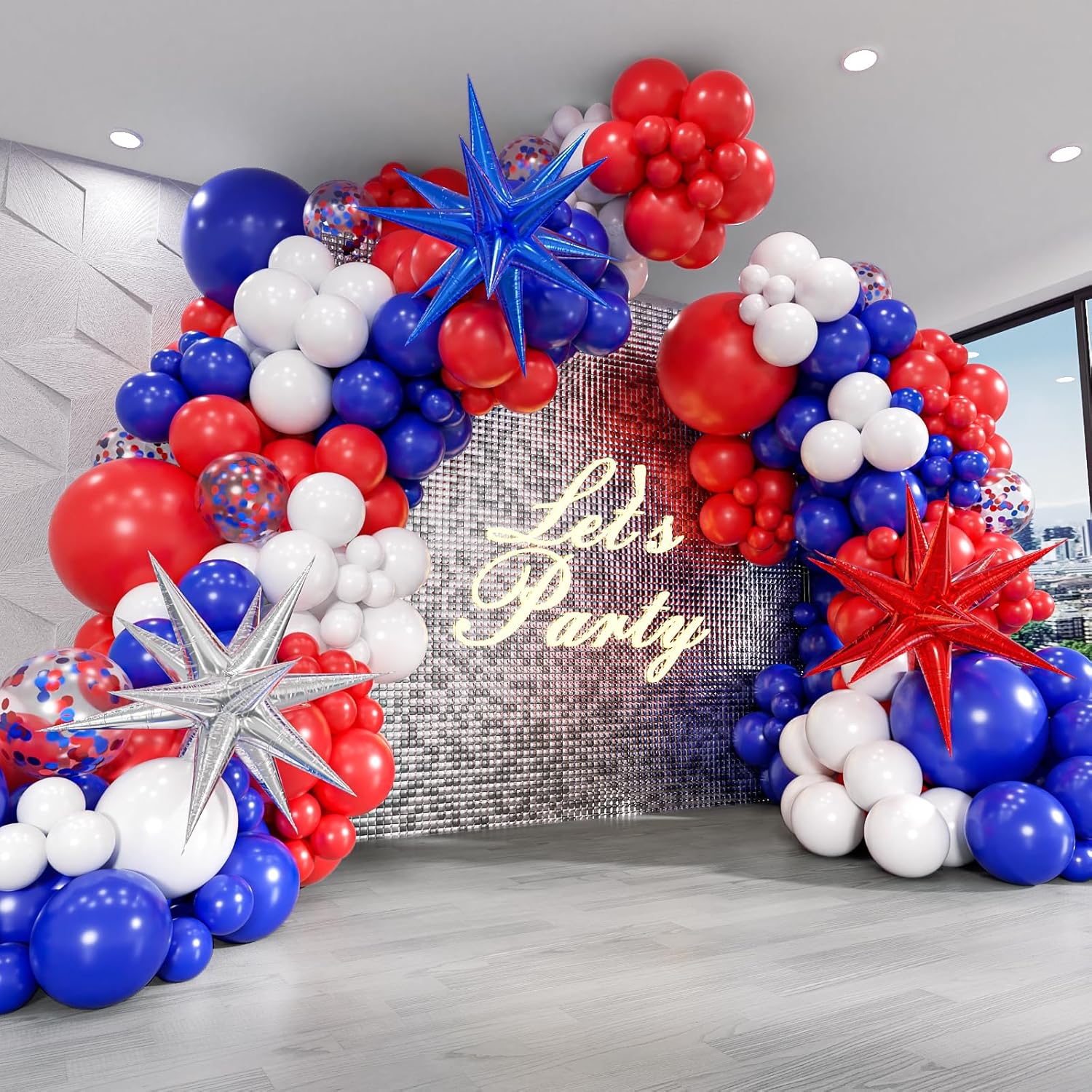 Wedding Day Supply Kit - 129pcs Red White and Blue Balloon