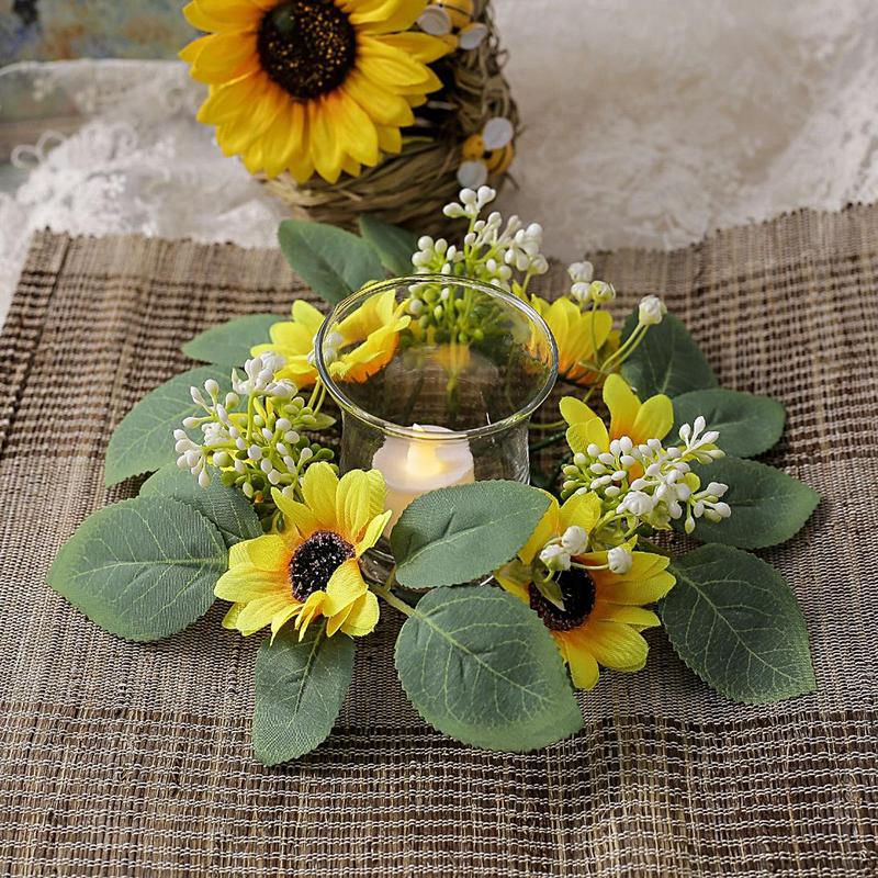 Artificial Sunflower Candle Ri - Unity Candle Set 评论和价格