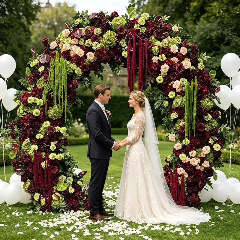 Burgundy Sage Green Trailing T - Wedding Arch Flower 评论和价格