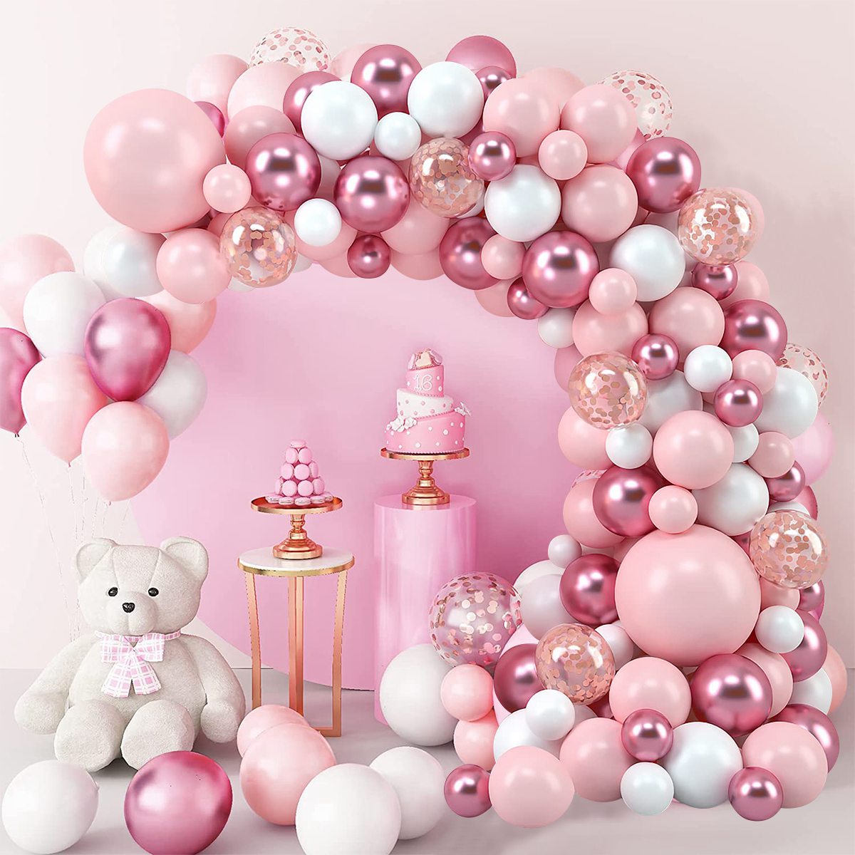 Pink Macaron Balloons Garland  - Wedding Day Supply Kit 评论和价格