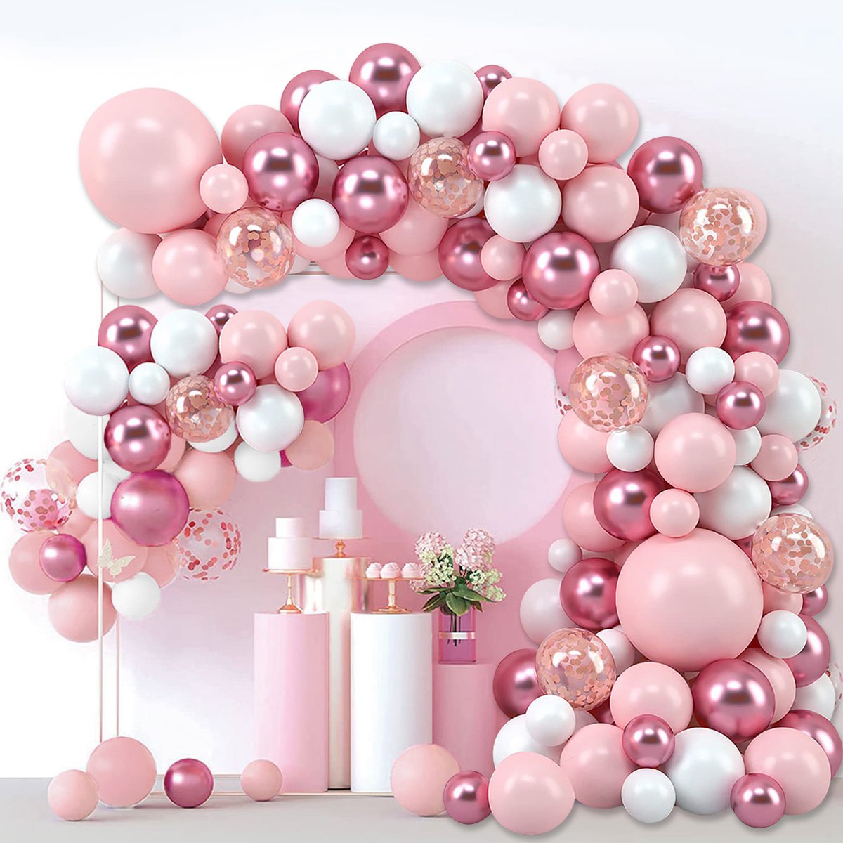 Pink Macaron Balloons Garland  - Wedding Day Supply Kit 评论和价格