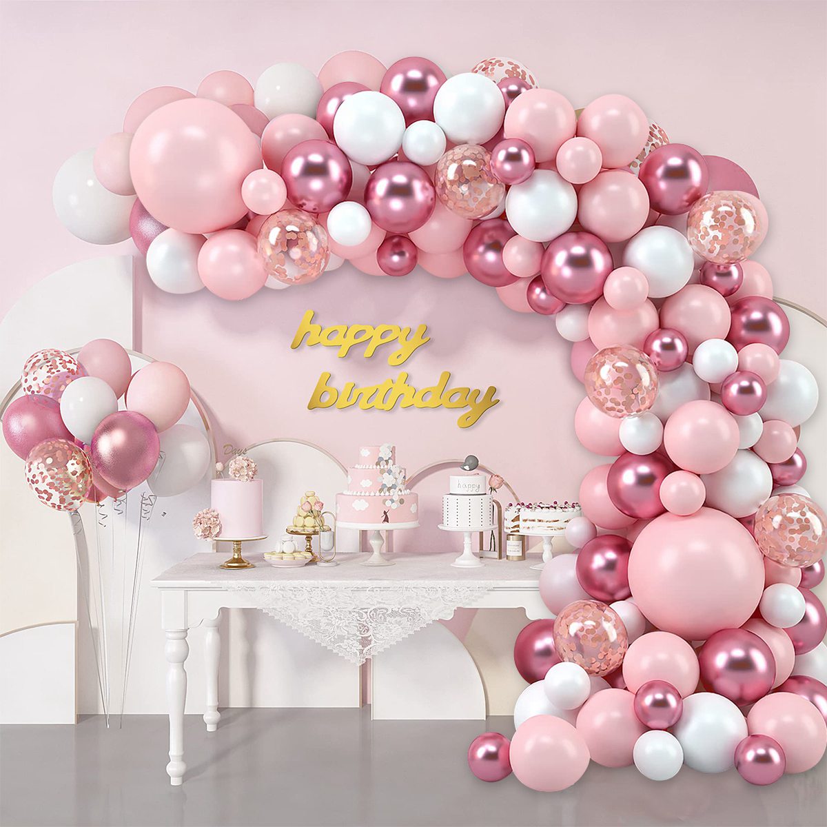 Pink Macaron Balloons Garland  - Wedding Day Supply Kit 评论和价格