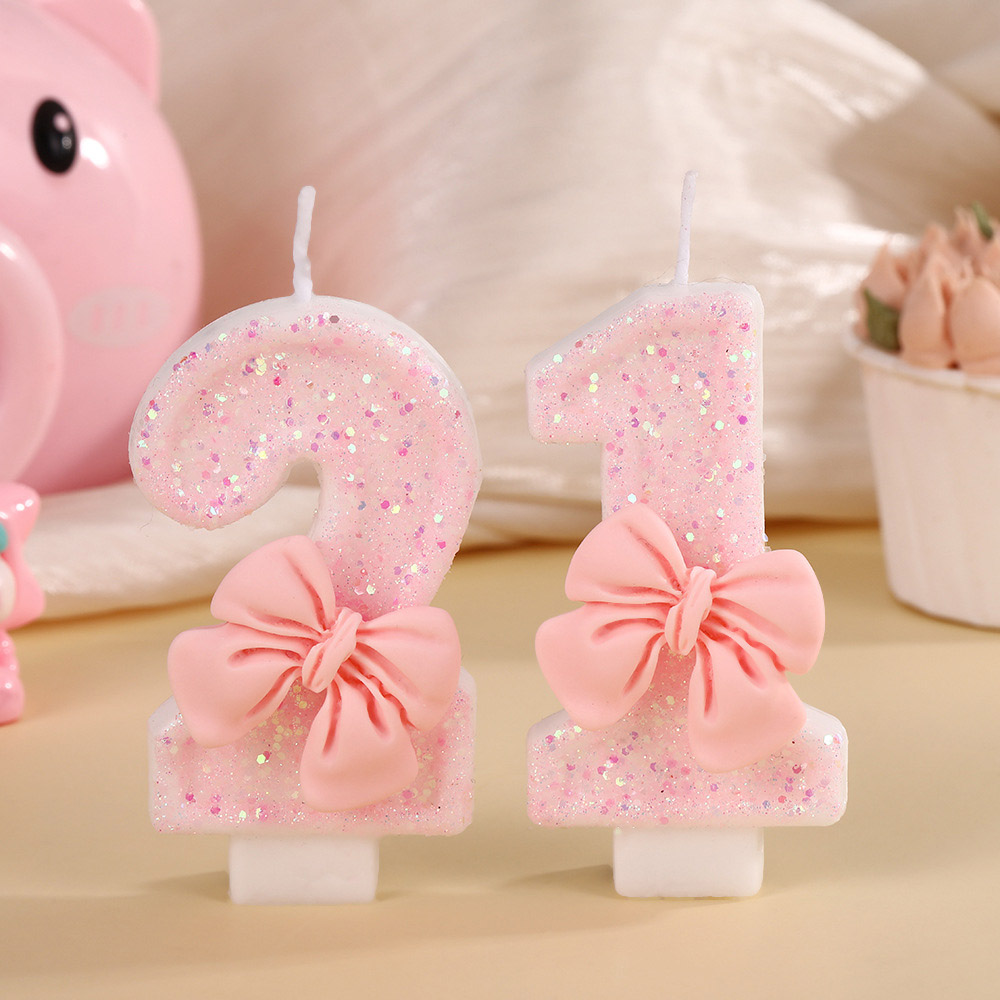 Pink Bow 3D Number Cake Candle - Unity Candle Set 评论和价格