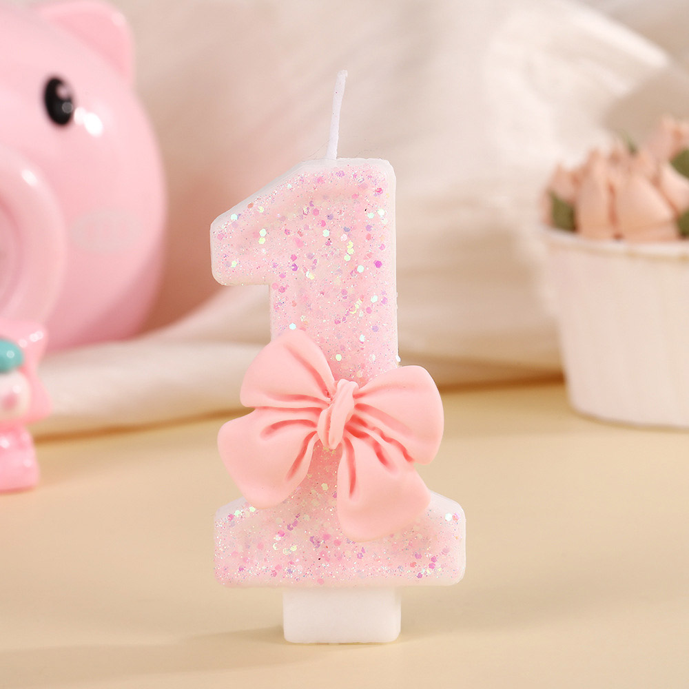 Pink Bow 3D Number Cake Candle - Unity Candle Set 评论和价格