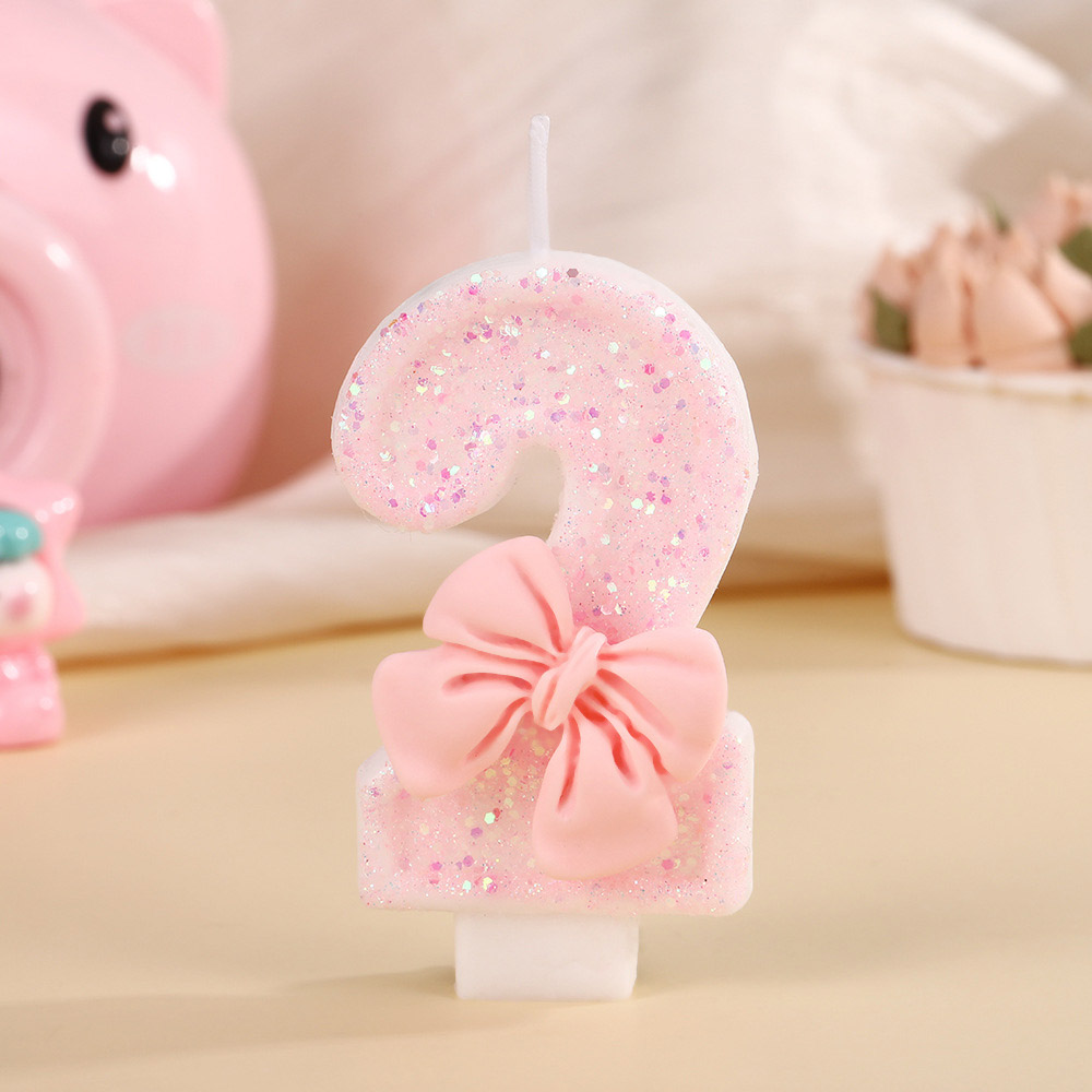 Pink Bow 3D Number Cake Candle - Unity Candle Set 评论和价格