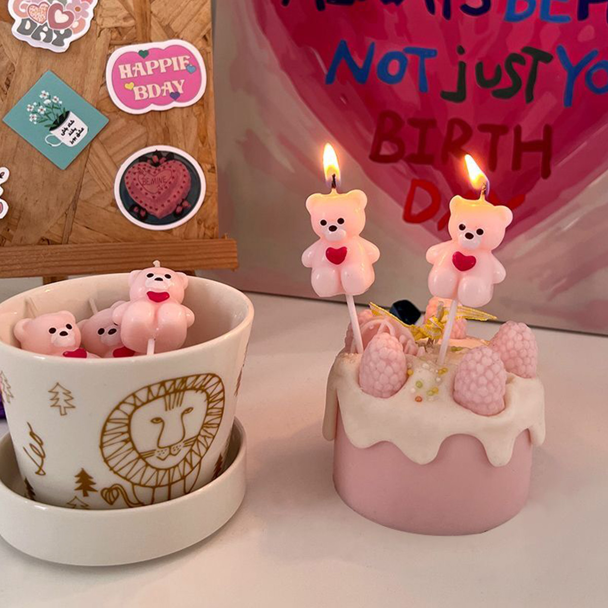 5pcs Cartoon Hug Bear Candle S - Unity Candle Set 评论和价格