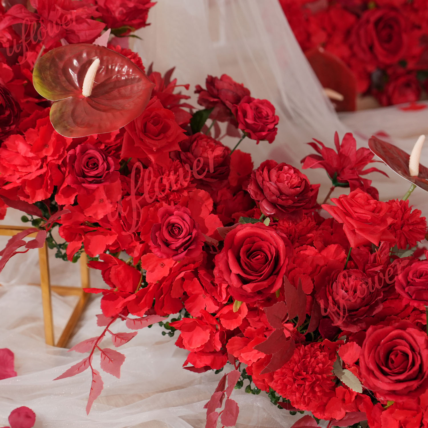 Uflower Red Flower Row Wedding - Wedding Arch Flower 评论和价格