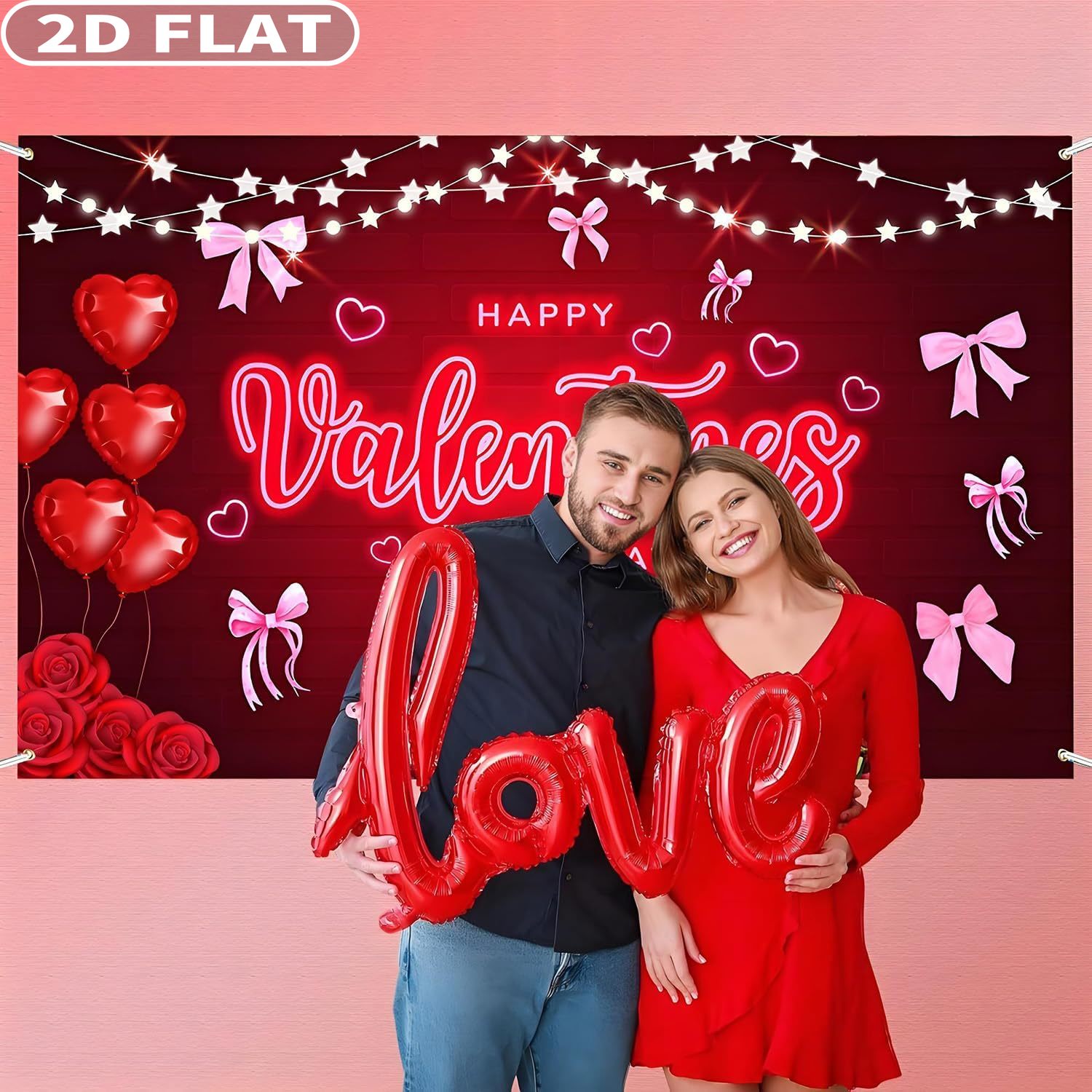 2D FLAT 1pc Happy Valentine's  - Photo Booth Prop 评论和价格