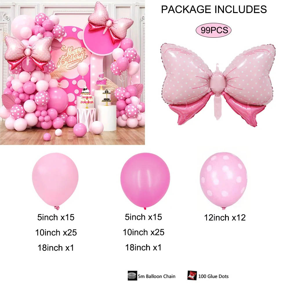 99pcs Pink Bow Minnie Foil Bal - Wedding Day Supply Kit 评论和价格